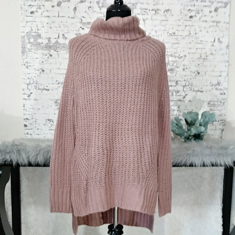 Mauve highlow turtleneck sweater